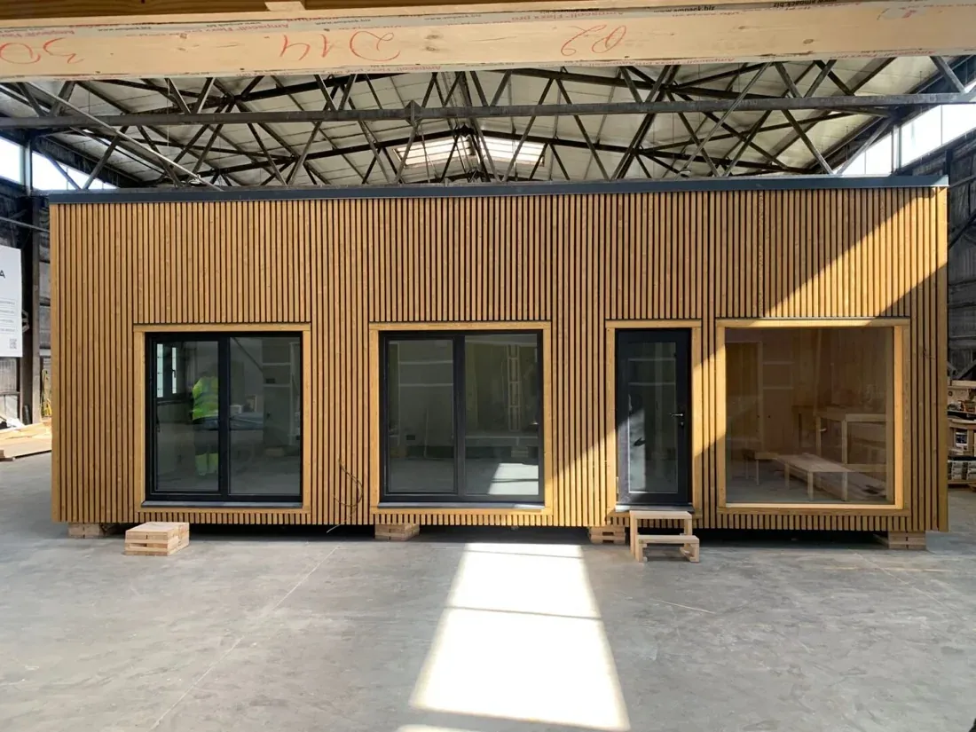 A house being built at the Bouw Art factory in Iecava